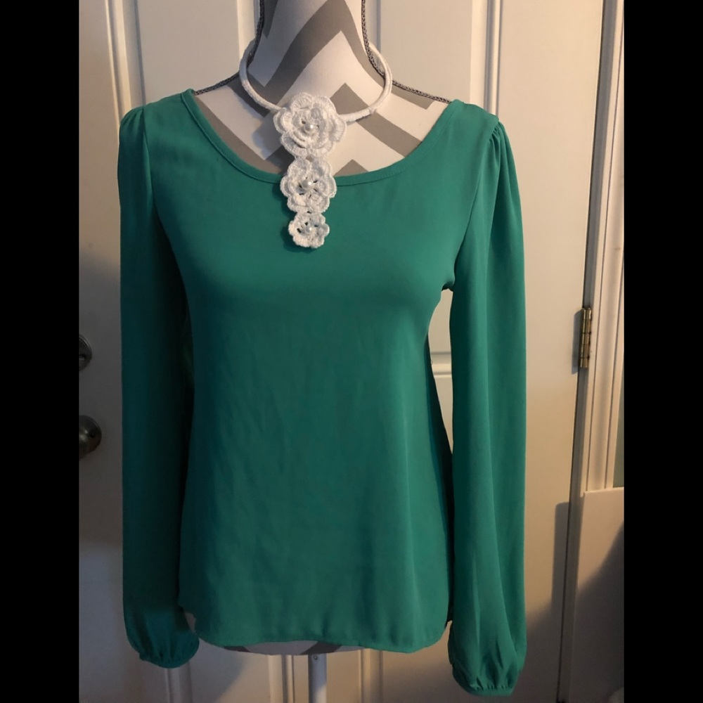 Green silk blouse